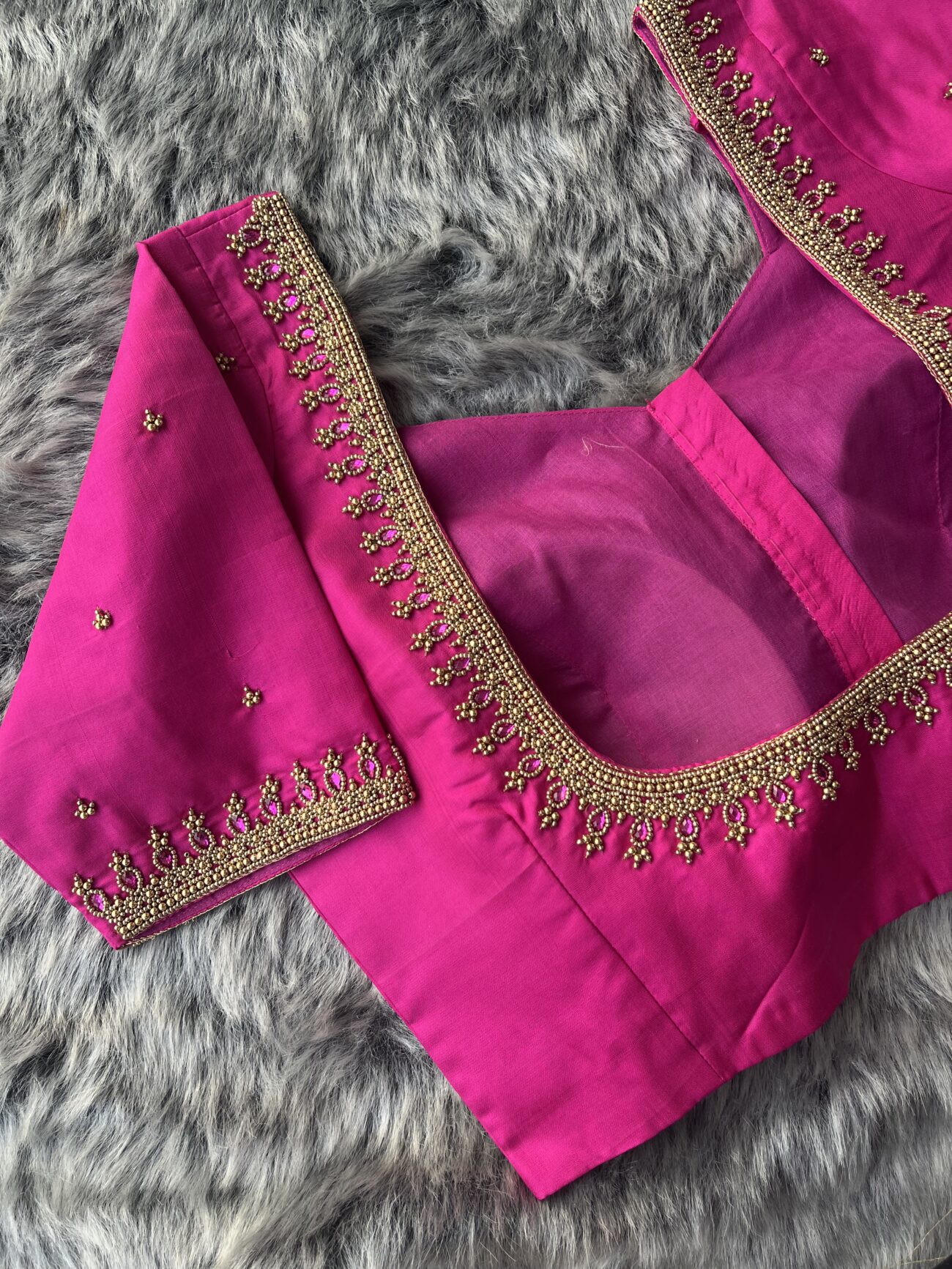 Aari work with Kundan hand embroidery blouse - Embroidery Wale