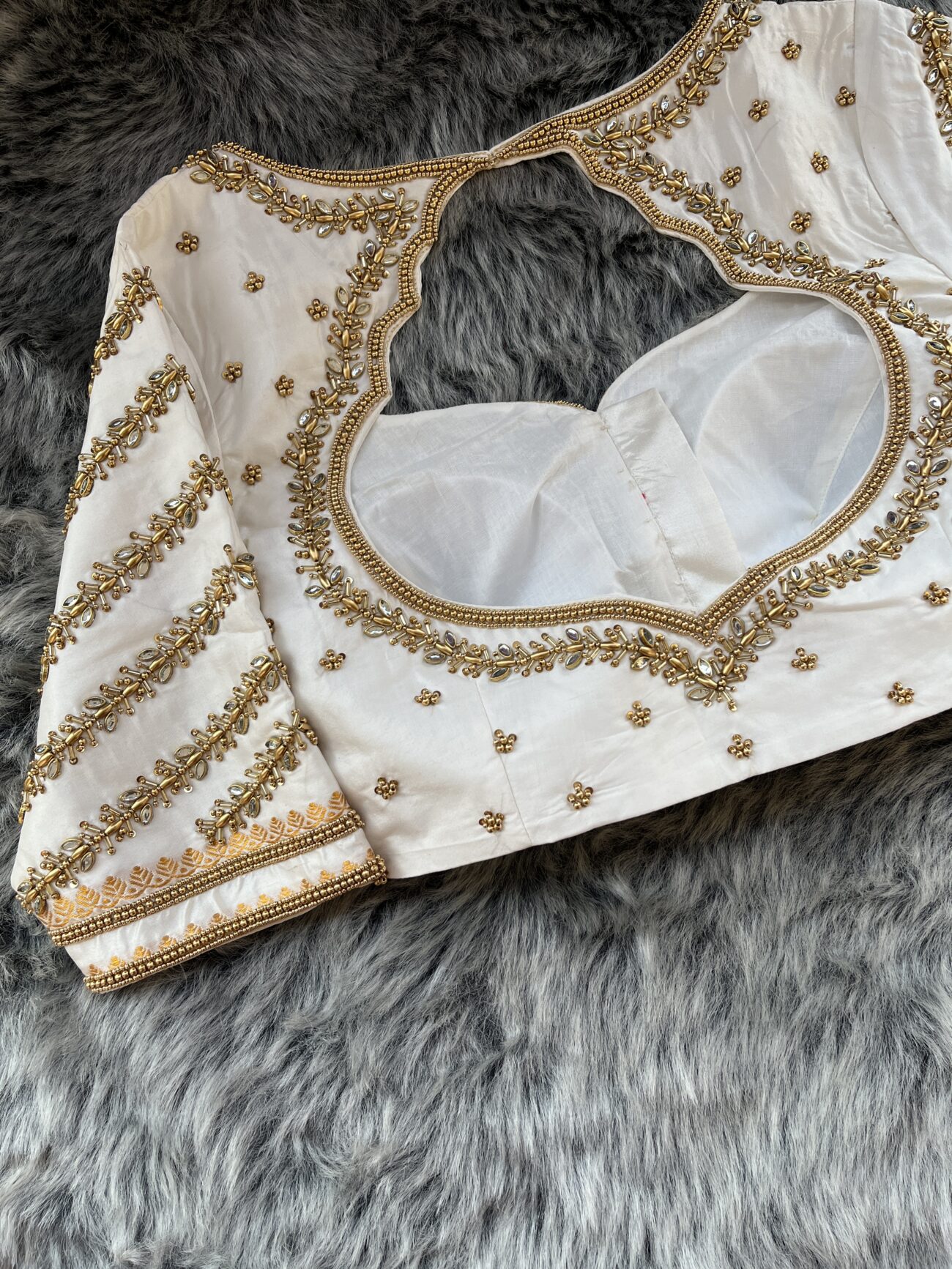 Aari work Blouse Embroidery with Kundan - Embroidery Wale