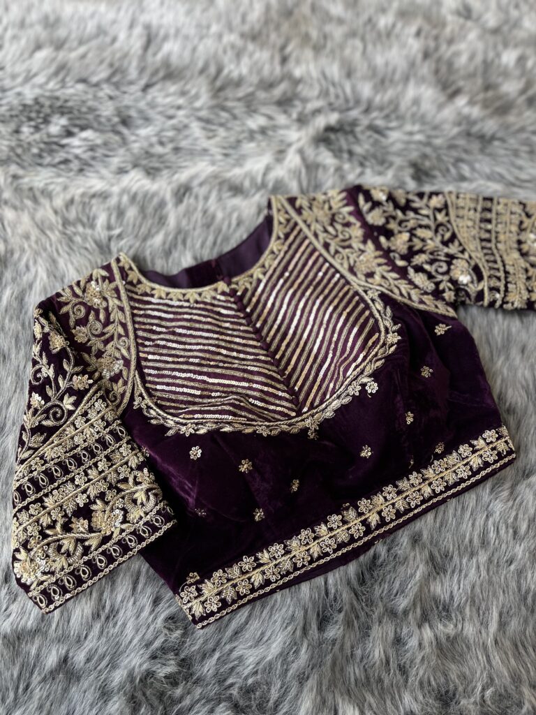 Velvet Bridal Blouse Design